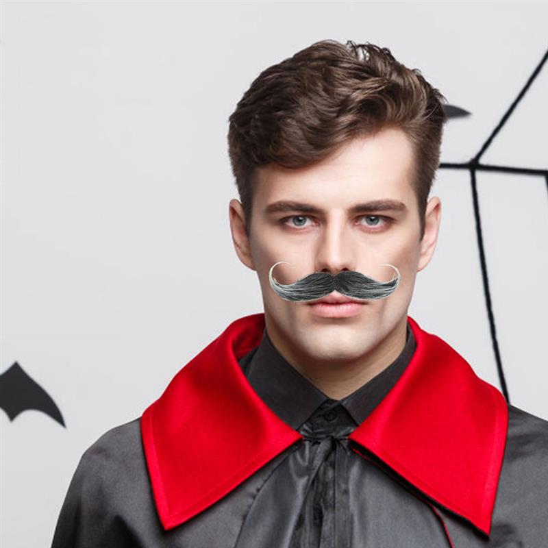 2pcs Fake Beard Moustaches Simulated Realistic Adult Costume Party Halloween Decoration Masquerade Cosplay Accessory Lifelike
