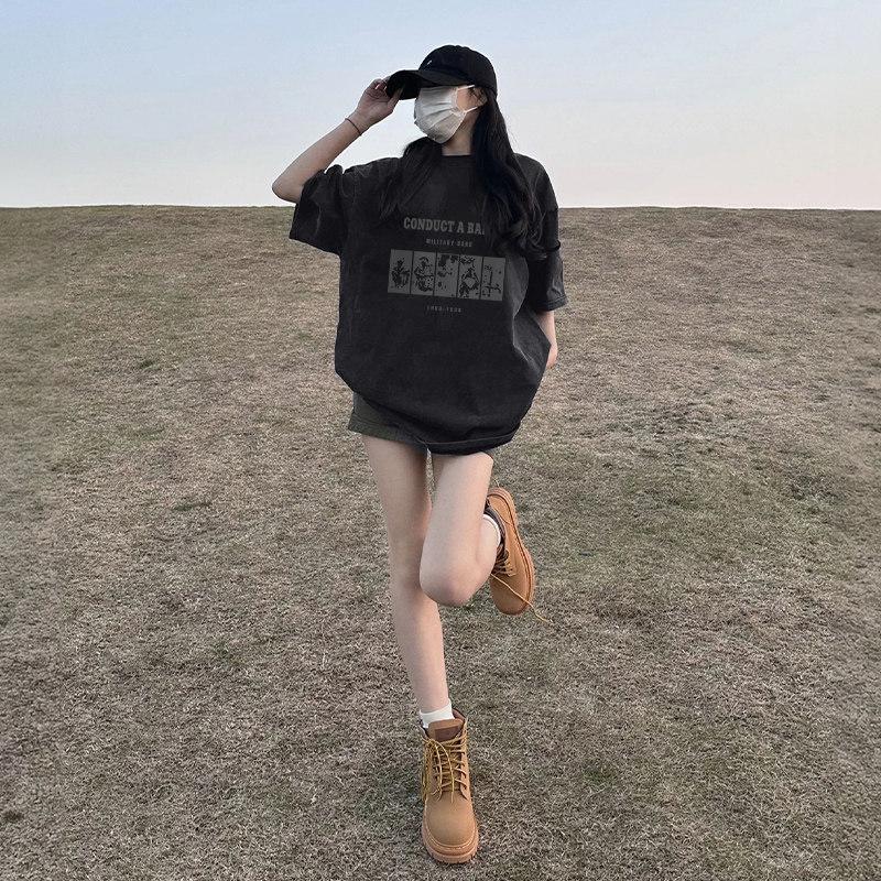 Plus Size Women's Oversized Pure Cotton Hip Hop Short Sleeve T-shirt - Summer 2026 New Arrival, High-End Feel
