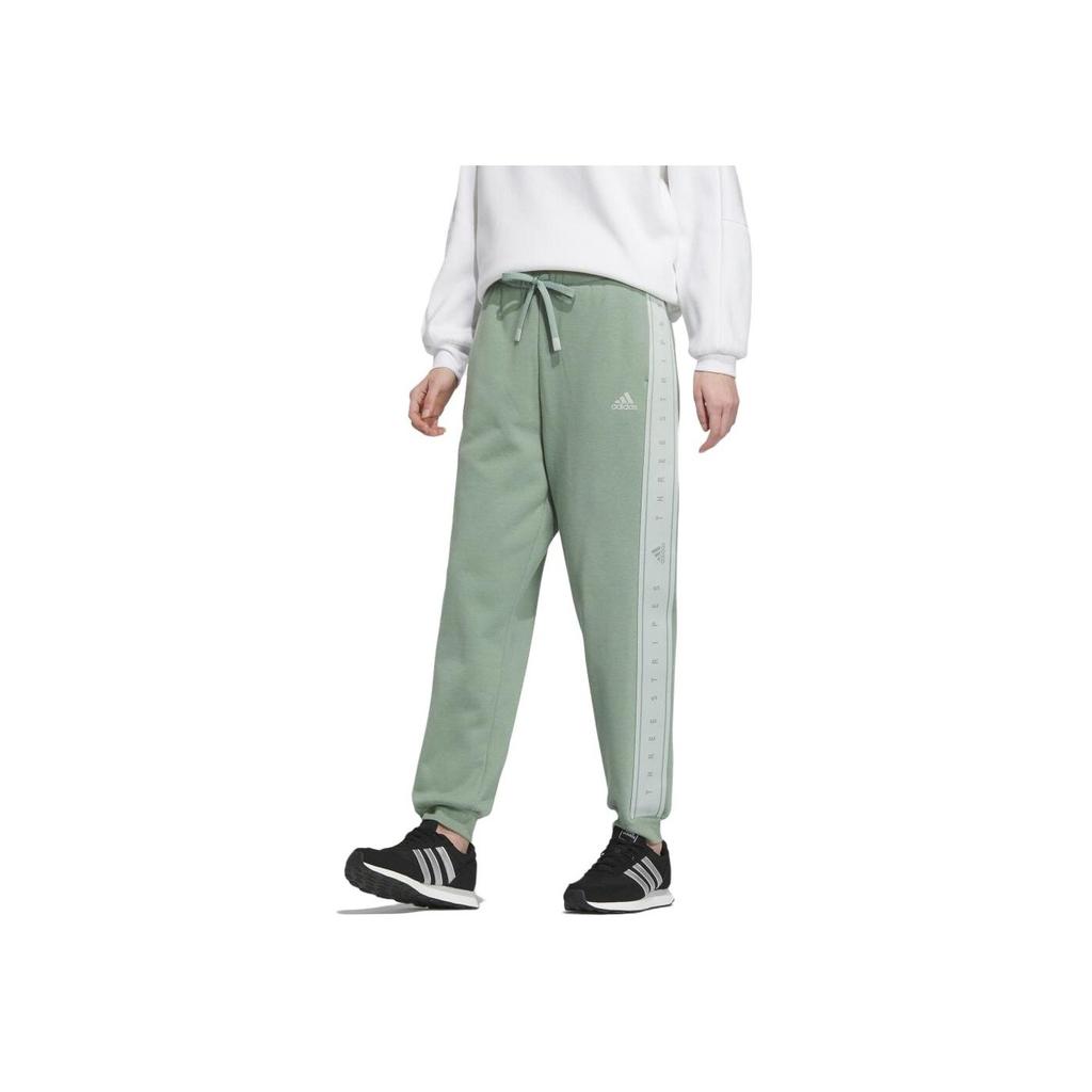 Adidas Solid Color Drawstring Knit Joggers Women Bottoms Green IK9884