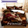 3pcs Custom Name Christmas Santa Claus Bedding Set Duvet Cover Closure Includes 1 Duvet Cover & 2 Pillowcases, Soft and Comfortable for All Seasons.