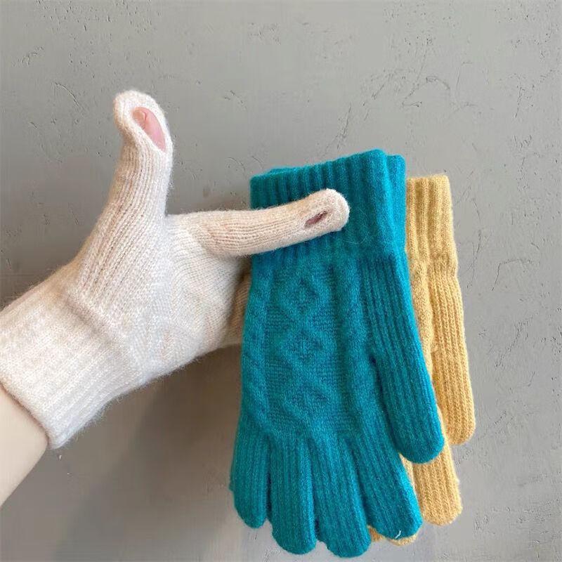 Dámské teplé pletené bezprsté rukavice na dotykový displej