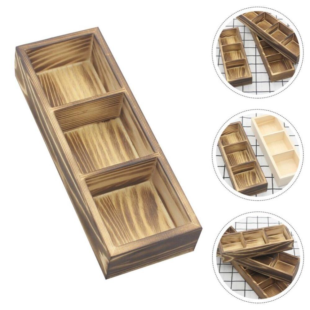 Solid Wood Retro Multi Compartment Storage Box Desktop Creativity Miscellaneous Sorting Grid