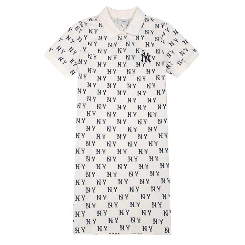 New MLB New York Yankees SS25 Short Sleeved Dress Women's White 3FOPM0353-50IVS