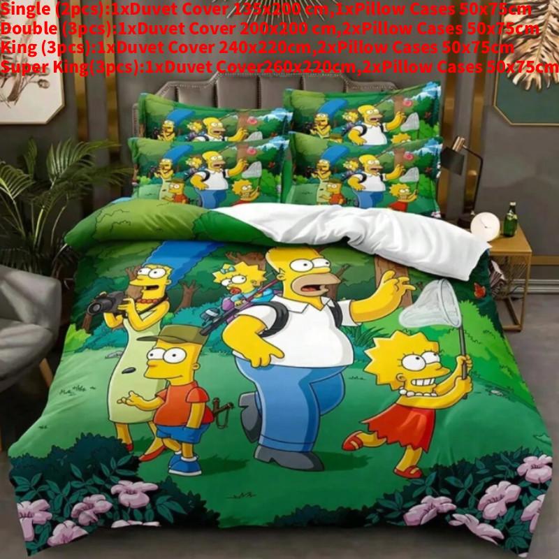 Pattern Simpsons The Digital Print Duvet Cover Pillowcase Set Bedding Bedroom