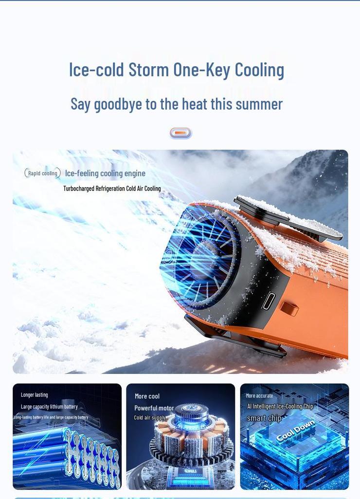 USB Rechargeable Waist Fan: High-Speed, Long Battery Life, 100 Speed Settings, Portable for Outdoors
