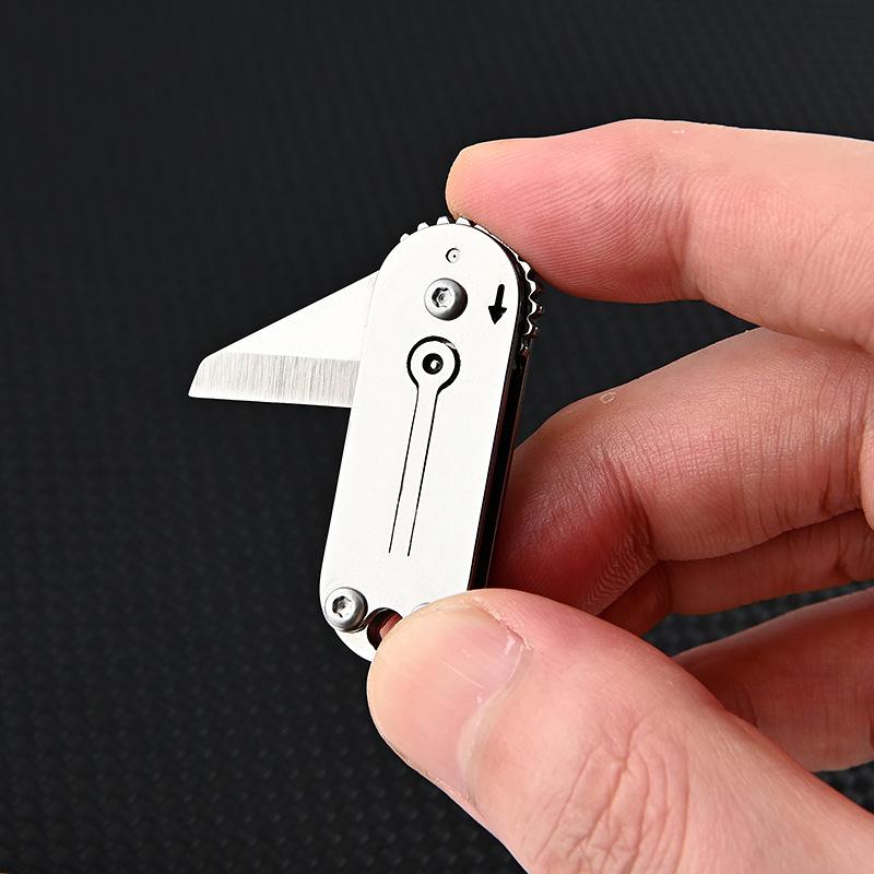 New Creative Mini Stainless Steel Folding Knife Pocket Thin Light Keychain Knives Sharper Fruit Pencil Unboxing Portable EDC Too