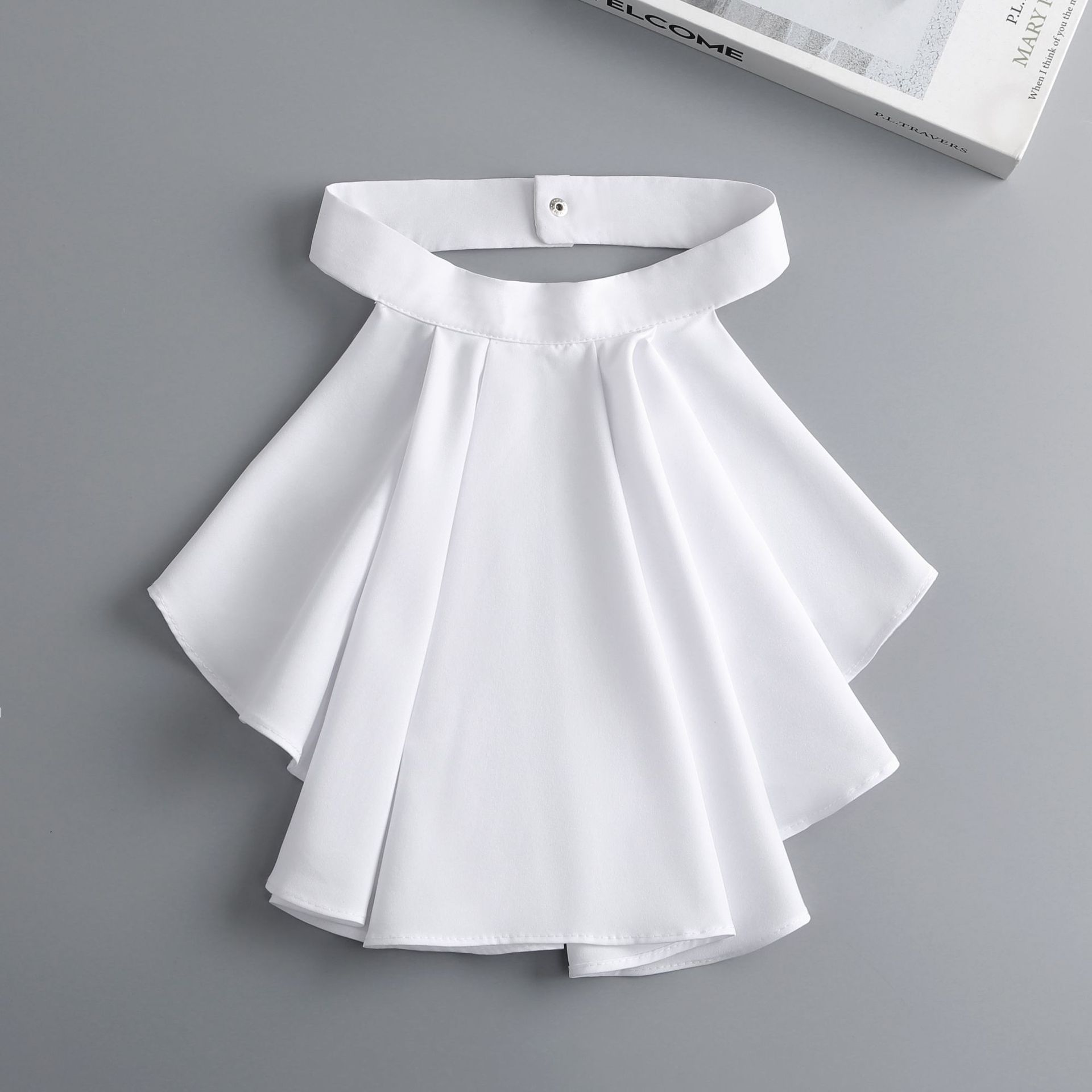 

Воротник из хлопка, винтажный складчатый воротник-оборка, женская юбка, стойка, завязка на пряжке белый