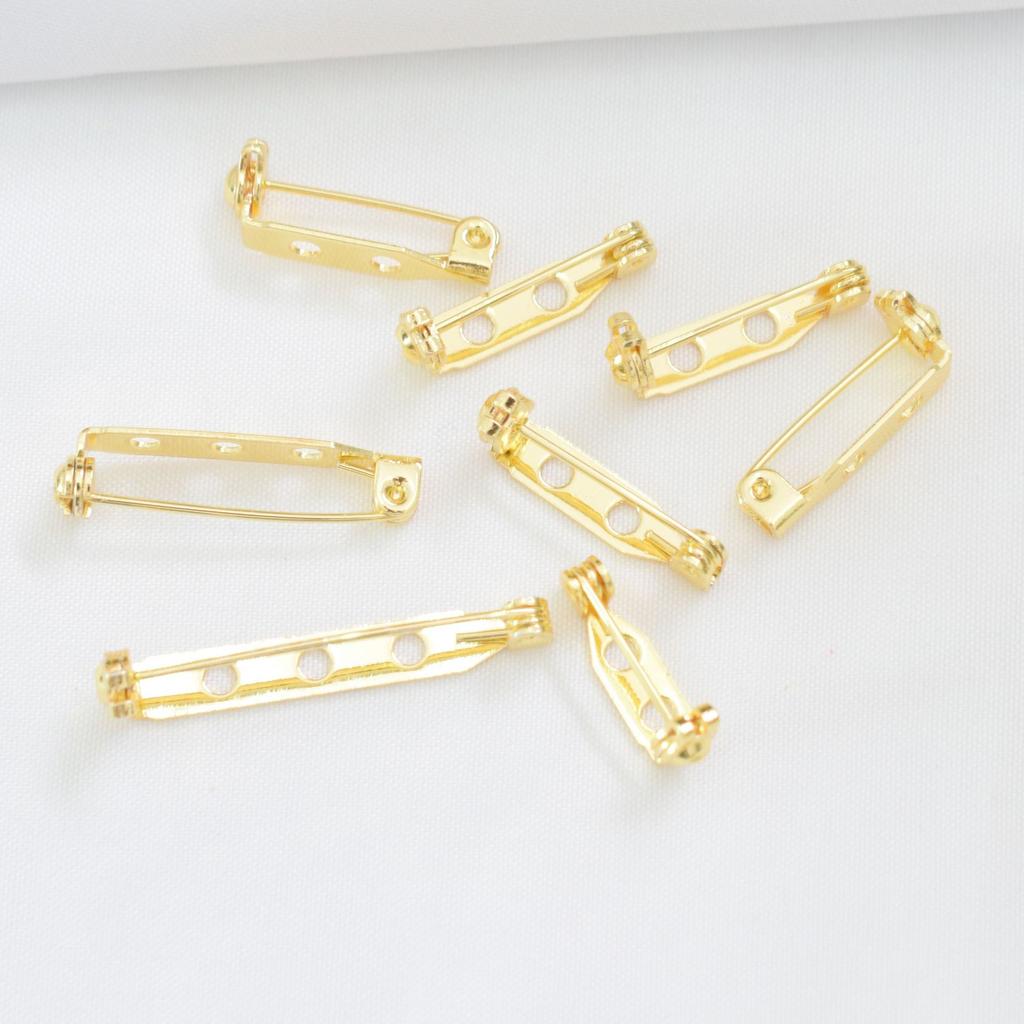 10pcs 18K Color-Preserving Rotating Type With Safety Hole, Insurance Brooch, Copper Bottom Support, Handmade Corsage Buckle, Pin Diy Clothing Brooch.