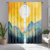 2pcs Abstract Nature Curtains, Mountain and Sun Vintage Design for Bedroom and Living Room