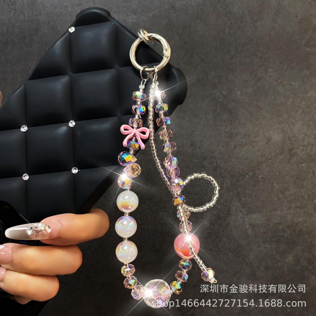 New Phone Chain Cute Bowknot Hanging Chain USB Flash Drive Phone Lanyard Wrist Style High-end Blind Box Phone Chain