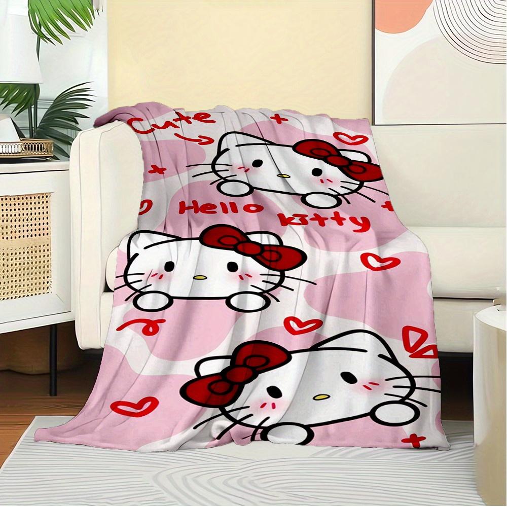 1pc Cute, Hello Kitty, BowDigital Print Fleece Blanket - Contemporary Style, Suitable for All Seasons, Perfect for Home, Travel, or Camping