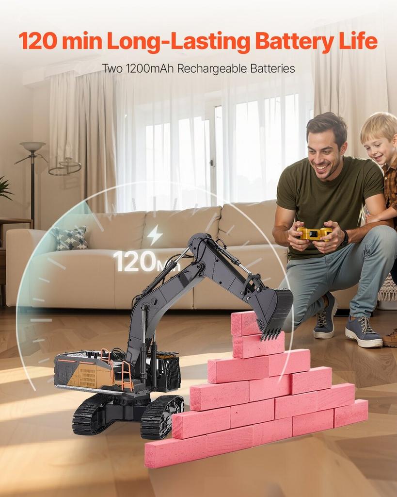 Remote Control Excavator Toy 22 Channel 1:14 Scale RC Excavator Digger