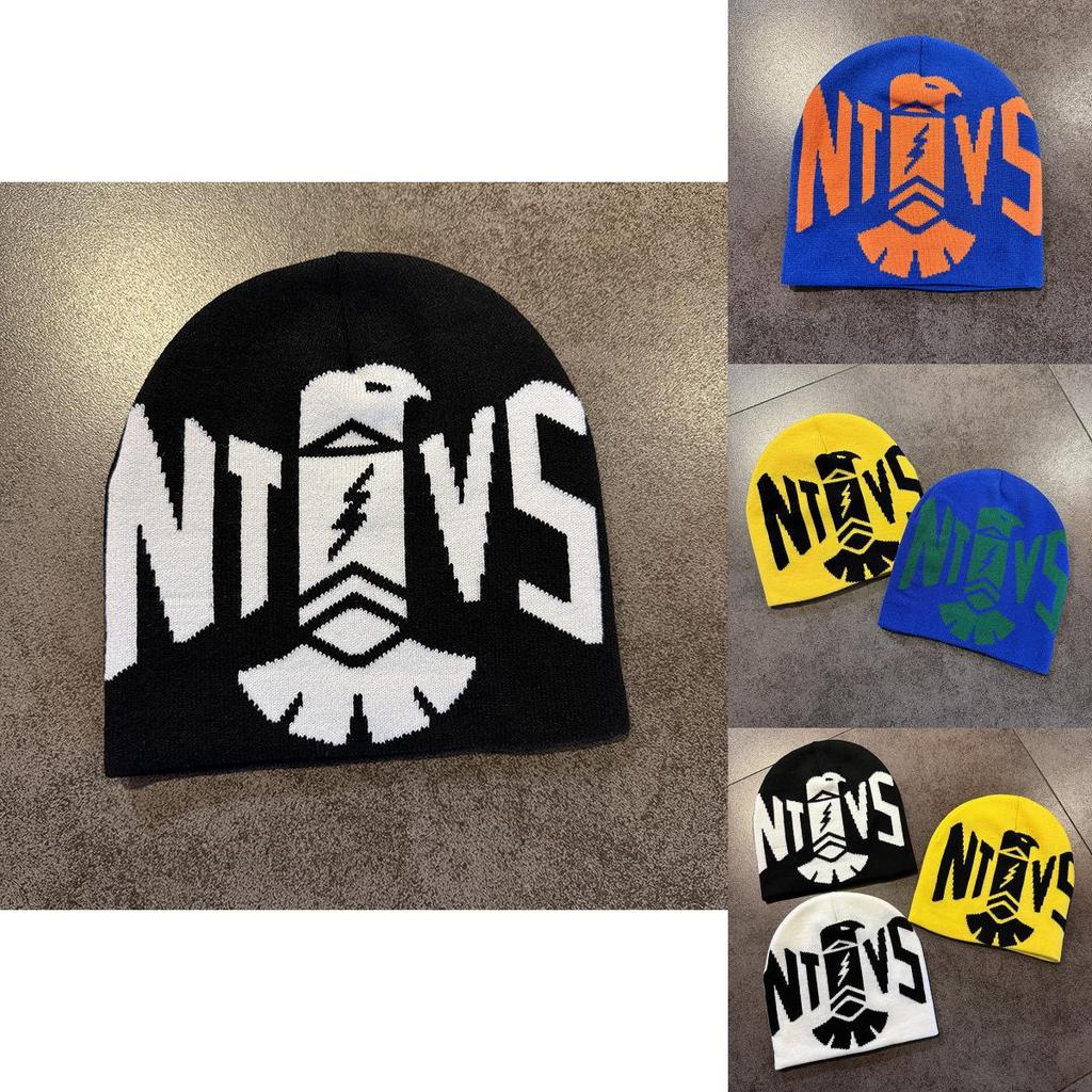 Modische Color-Blocking-Buchstabenmuster Neutrale Lässige Warme Strickmütze Für Männer Frauen Kaltes Wetter Lässiger Hip-Hop-Stil