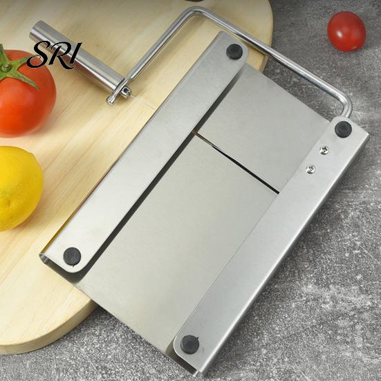 Cortador de Queso Rebanador de Acero Inoxidable con Tabla de Cortar y Rejilla de Precisión Ajustable Cable de Acero Profesional Mantequilla Multiusos Cocina Línea Afilada