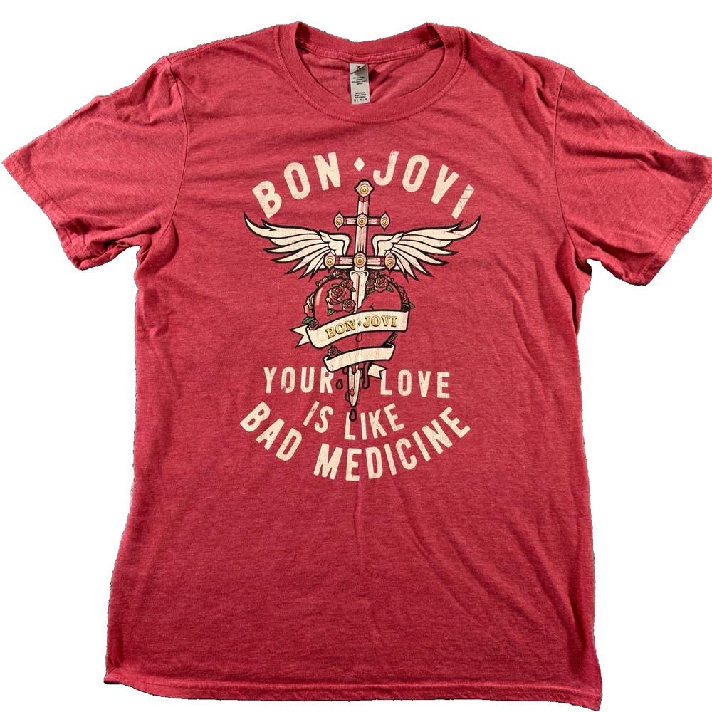 Bon Jovi Bad Medicine Heather Red T Shirt  Unisex T-Shirt XXXL