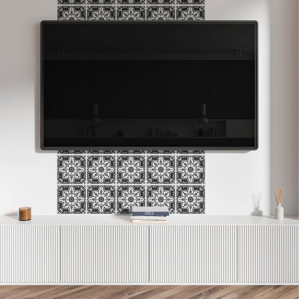 Zestaw Kafelków Pcv Z Dekorem Do Kuchni Lub Łazienki Kwiatowy Wzór Z Ornamentami 20X20X20 Cm