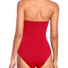 Sexy Bandeau One Piece Swimsuit 2025 Women Black Pleate Slimming Tummy Control Swimwear Summer Holiday Bathing Suit Monokini