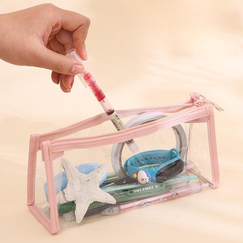 Transparent Zipper Pencil Case, Portable Travel Makeup Brush, Adult Multifunctional Storage Box, Convenient and Practical