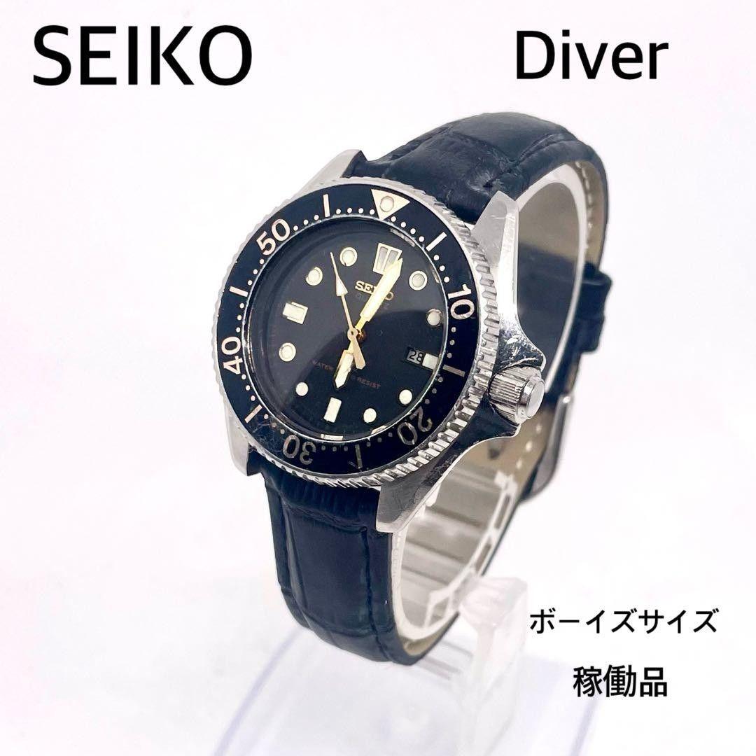 SEIKO Дайверские Часы Рабочие Новая Батарейка Заменена Внешний Кожаный Ремешок Заменен Кварцевые