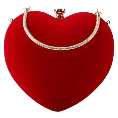 Elegant Heart Shaped Evening Handbag for Wedding Party Women 1Set Red
