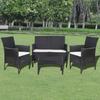 4 Piece Garden Lounge Set with Cushions Poly Rattan Black