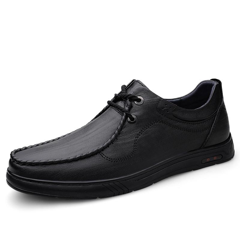 Trendy Brand Men's Oxford Shoes Lightweight Lace Up Loafers Men's Genuine Leather Work Shoes Versatile Style Free Delivery