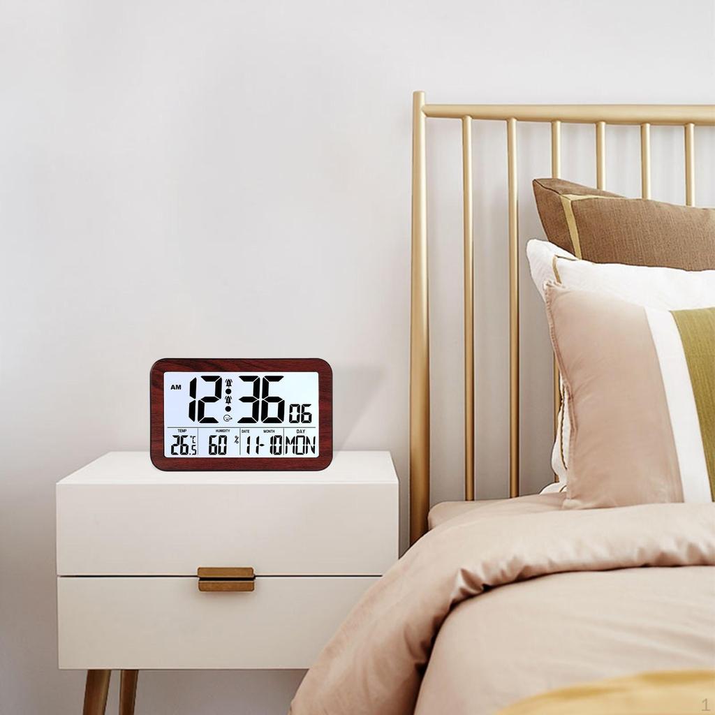 Digital Alarm Clock Bedside Table Timepiece Large Display Versatile Night Light Double Alarms Desk