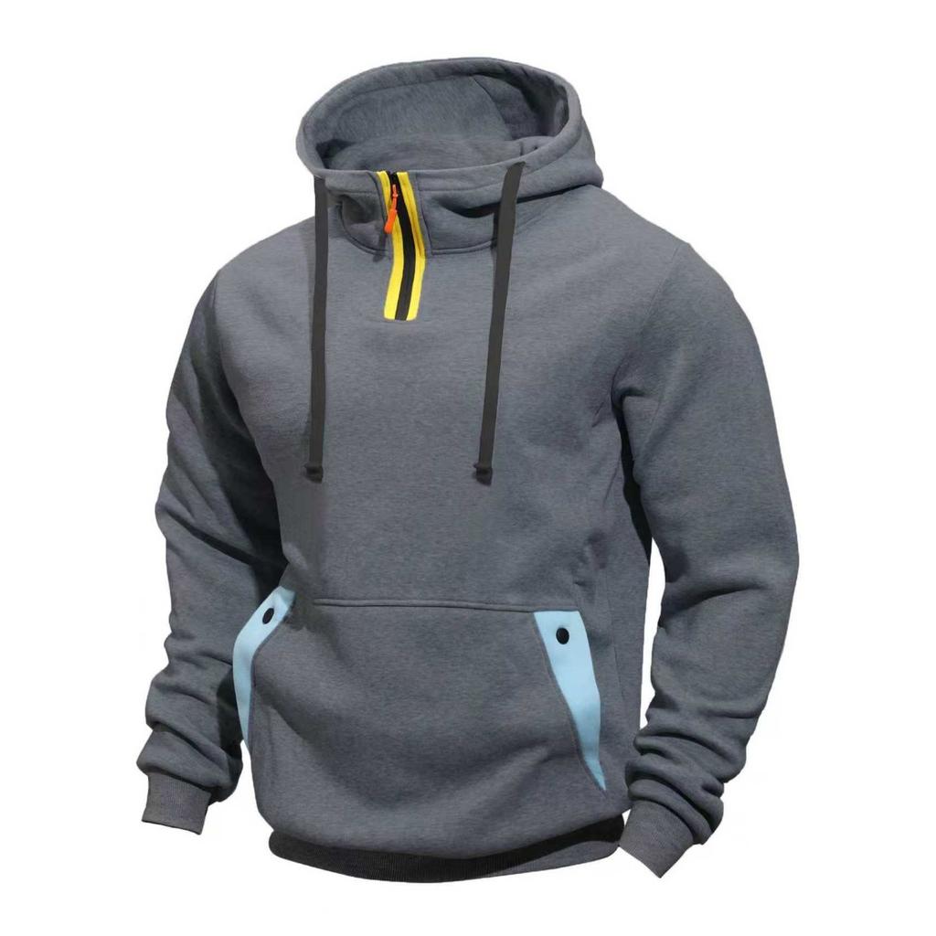 Men's, Loose-fitting, Sweatshirts, Fleece Sweatshirts, Lapels, Hoodies, Casual, Patchwork Sweatshirts, Hooded Jackets