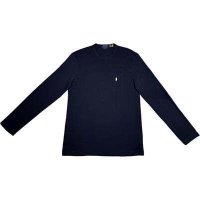 Polo T-shirt a maniche lunghe girocollo pullover ricamata con logo solido Uomo Top 710962189-002