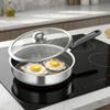 Fast Heat Stainless Steel Frying Pan Flat Bottom Cooking Skillet Omelet Pan  Kitchen Cookware