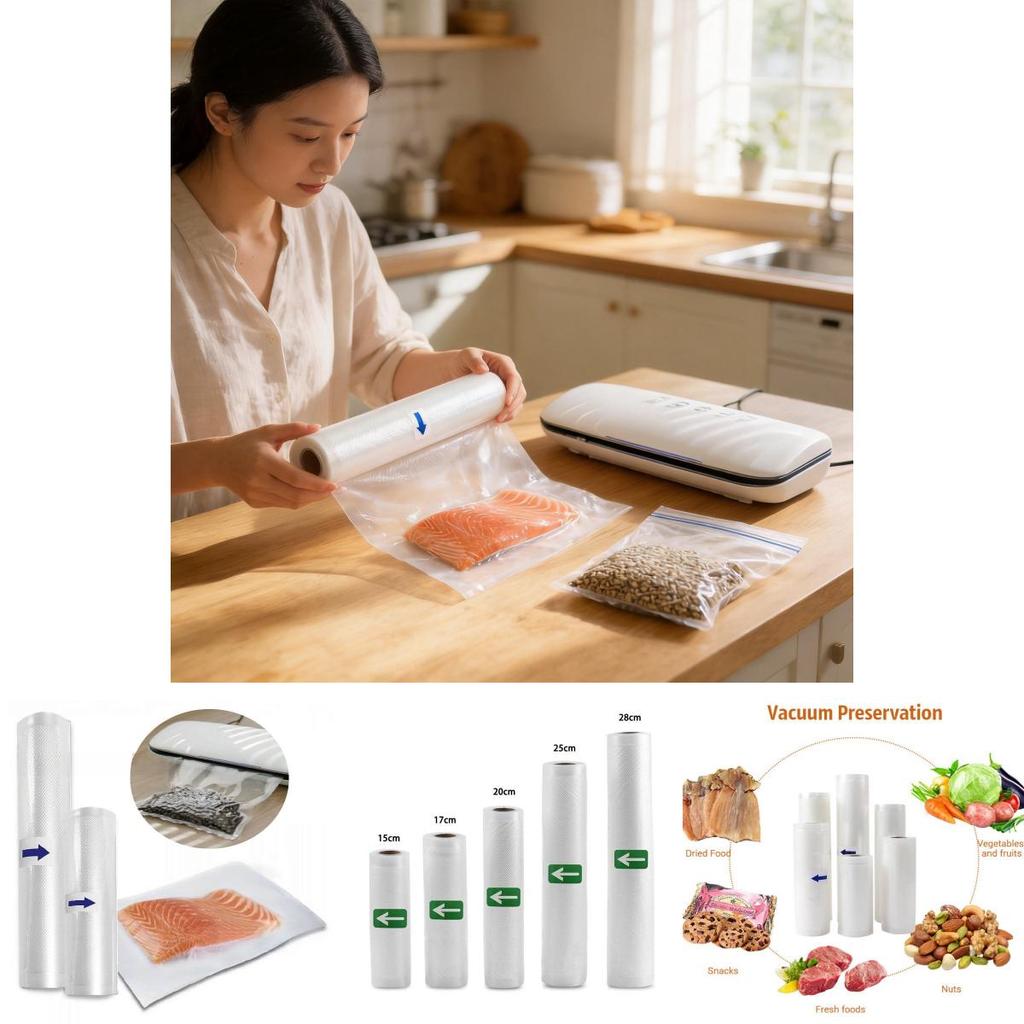 Food Storage Vacuum Sealer Bags With Pepa Material For Kitchen Preservation And Fresh Food Storage