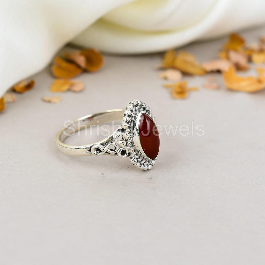 Сердолік Срібло 925 проби Маркіз Форма Дорогоцінний камінь Ювелірні вироби ручної роботи для жінок