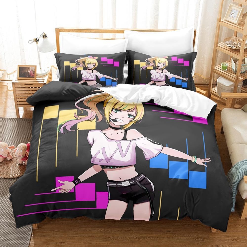 3D Printing Anime Kawaii Girls Kizuna Ai Bedding Collection Single Twin Full Queen King Size Bed Collection Adult Kid Bedroom Duvet Cover Collections