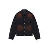 WE11DONE FW22 Logo Print Polo Collar Long Sleeve Denim Jacket Unisex Jackets Black WD-DJ3-22-388-U-BK