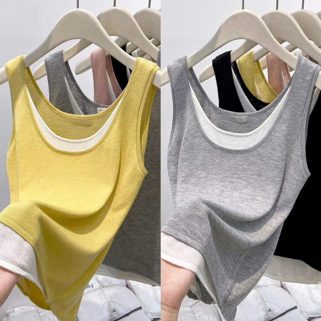 Modal Two-Piece Loose Camisole Vest for Women - Plus Size, Slimming, Versatile Sleeveless Top.