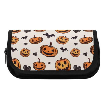 Pen Case Multi Compartment 300D Polyester Smooth Zipper with Two Compartments for Pens Ruler Scissors Earphones for Office School