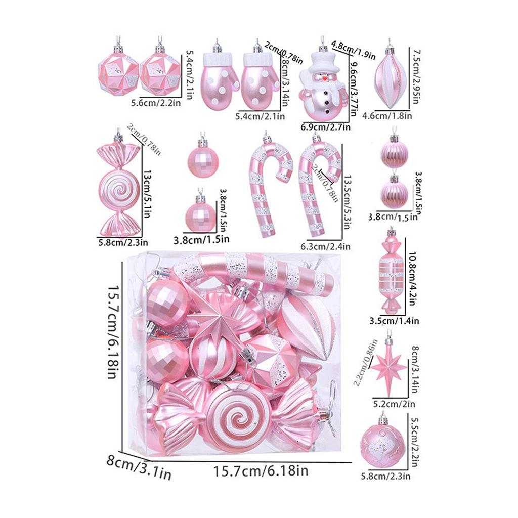 16 Pieces Xmas Decorative Baubles Shatterproof Mini Decorations Miniatures Craft Cute Winter Decor Christmas Tree Ball Ornaments