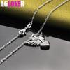 925 Sterling Silver AAA Zircon Love Heart Wings Pendant Necklace Jewelry