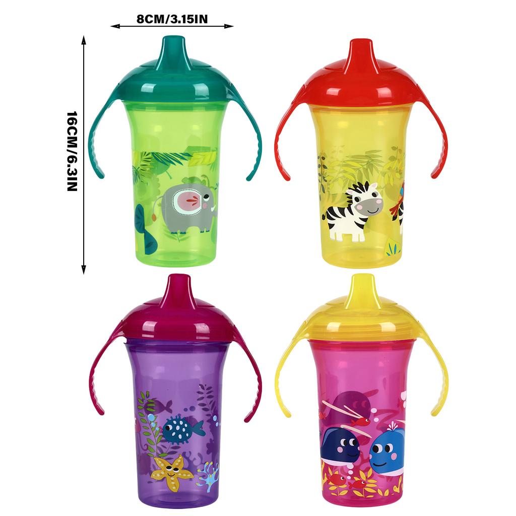 Easy Grip Toddler Training Sippy Cup No Spill 300ml Twin Handle Baby Leaning To Drink Cup for 6 Months and Above