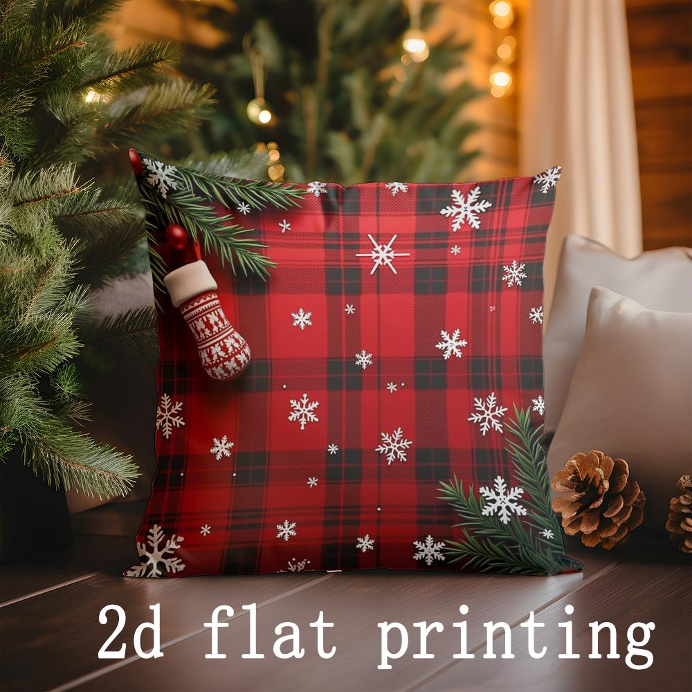 Weihnachts-Plaid &; Schneeflocken Kissen Geeignet für Sofa Schlafzimmer Auto Kissenbezug Kissen Rechteckiges Rückenkissen