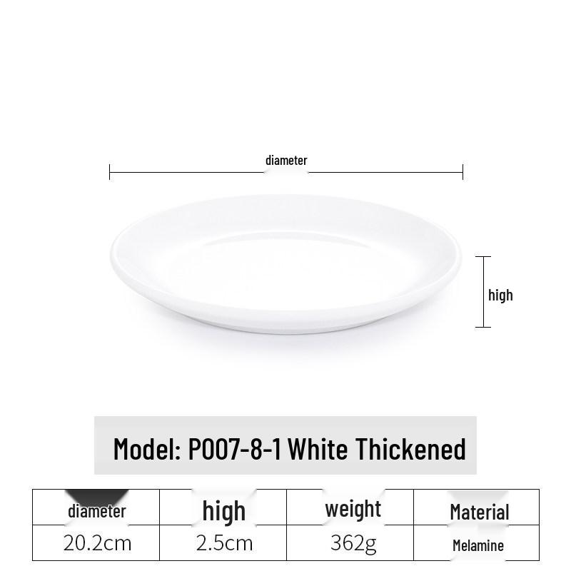 White Melamine Plastic Round Plate for Catering and Restaurant Dining
