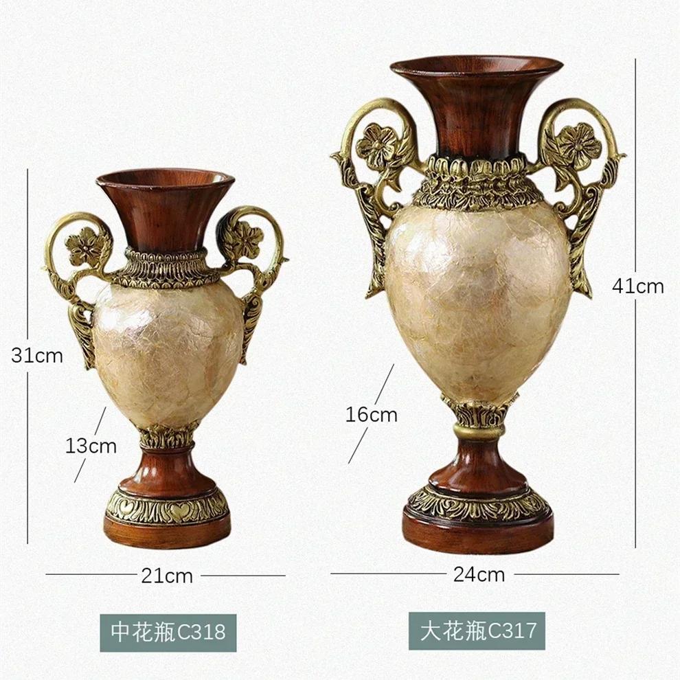 Binaural Flower Arrangement Vases Retro European Style Table Flower Pot Desktop Workmanship Decorate Originality Festival Gifts