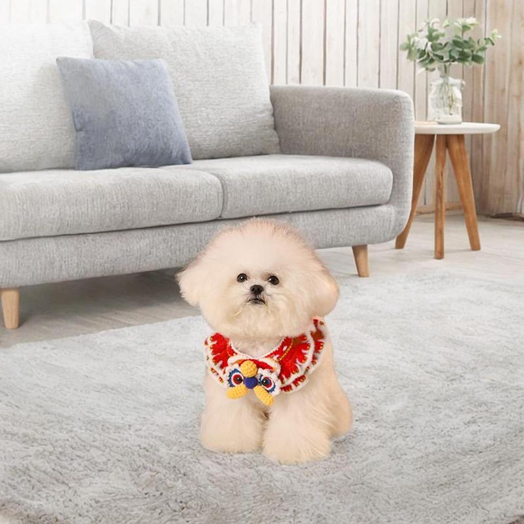 Knitted Cat Collar Pet Dog Collar Adjustable Holiday Decorative Chinese New Year for Puppy Dog Kitten Cats Photography Props