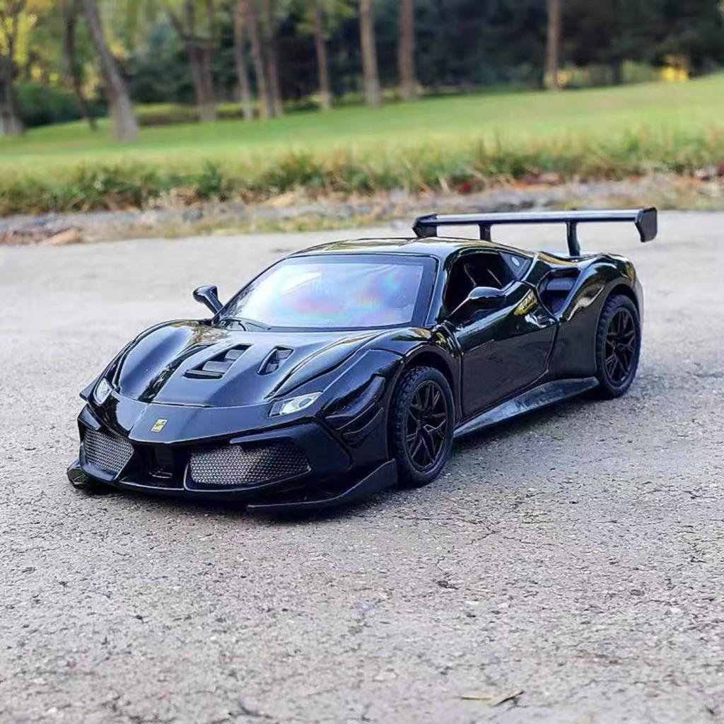 1: 32 Ferraris 488 Supercar mit Sound und Licht Legierungsauto Rückzug Kinder Spielzeug Mode Spielzeug für KinderU