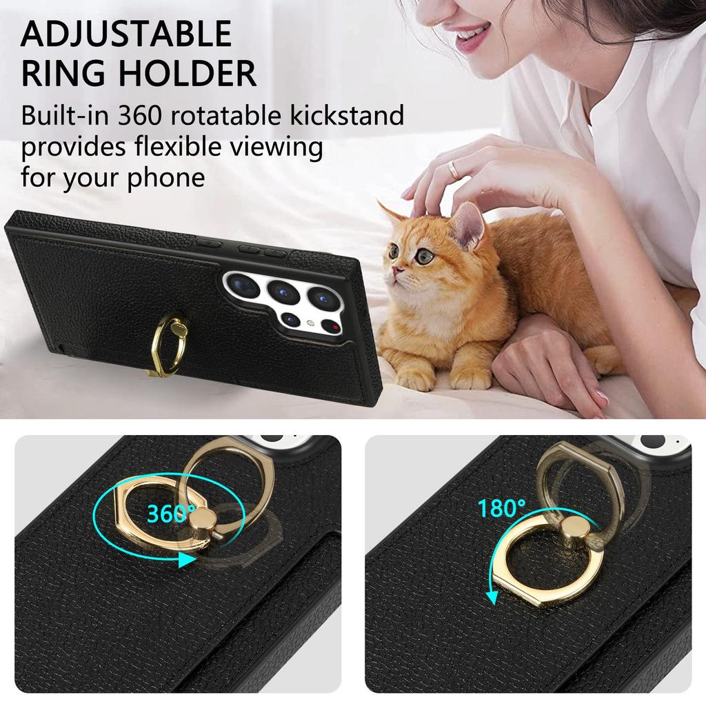 Samsung S24Ultra S23 S22 Etui na karty z pierścieniem na palec A54 Obudowa telefonu komórkowego zapobiegająca upadkom