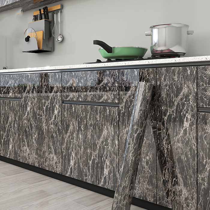 

Утолщенная водонепроницаемая маслостойкая самоклеящаяся мраморная виниловая пленка для кухонных шкафов, дверей, декоративная накладка, наклейка для реставрации мебели 60cm*5m