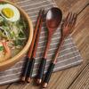 Set di Posate in Legno Giapponese (Cucchiaio, Forchetta, Bacchette) Posate per Sushi Alta Qualità Ecologico Portatile Set di Stoviglie Utensili da Cucina Regali