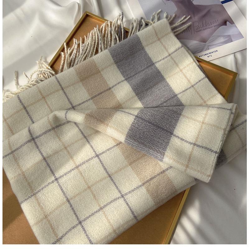 Elegante Cachecol de Caxemira Xadrez para Homens e Mulheres - Xale Grosso Versátil, Quente, À Prova de Vento, Resistente à Neve, Lavável à Máquina - Passeio Casual