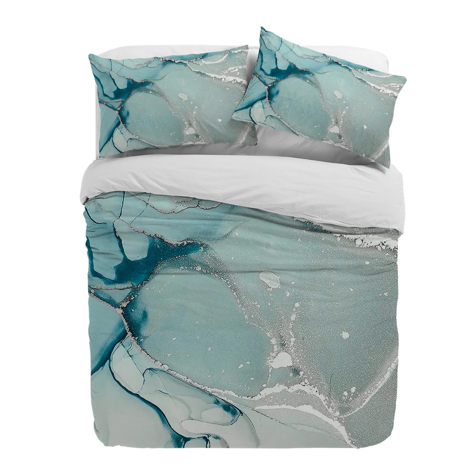 Marble Texture Green Duvet Cover With Pillow Case Custom 3pcs Bedding Set Quilt Cover Double Bed Home Textile (135x200cm)