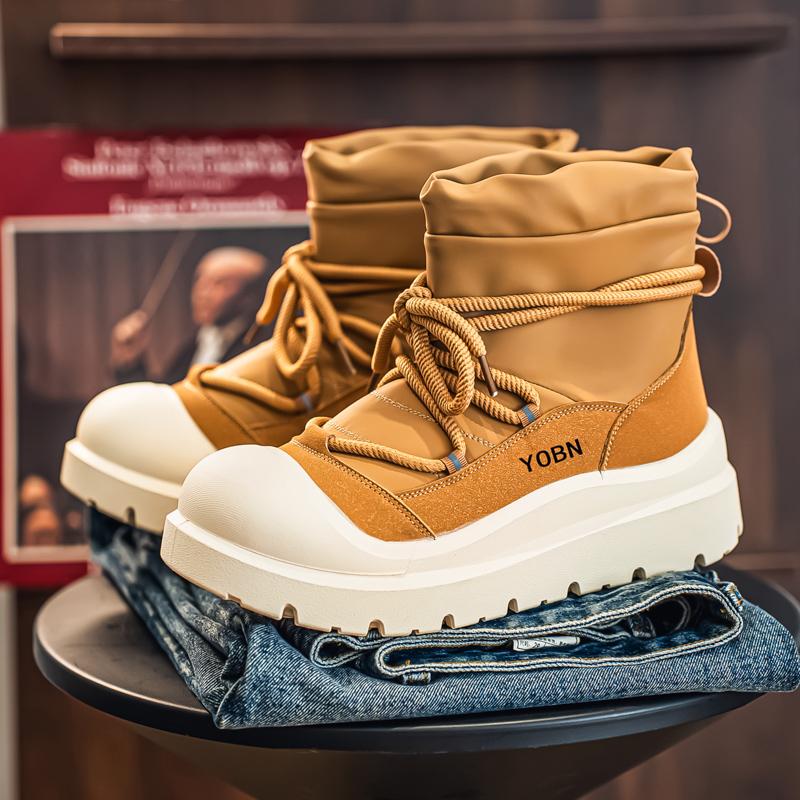 

Men s Winter Boots Warm Waterproof N-Slip Plush Sneakers Shoes - Winter Slippers Male Tenis Boots 44